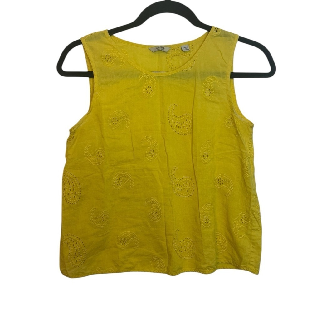 Jack Wills Yellow Paisley Eyelet Sleeveless Cotton Blouse
